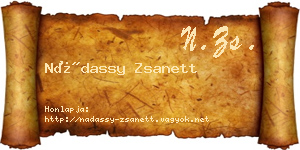 Nádassy Zsanett névjegykártya